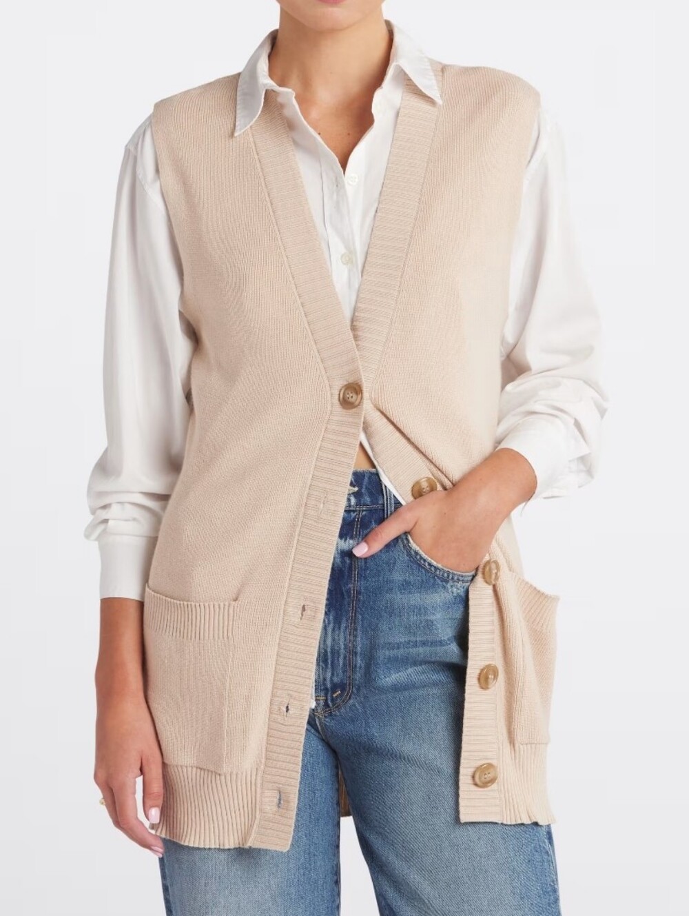 NWT PINQUE Sajida Sleeveless Buttoned Cardigan, Size L